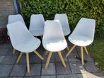 6 witte kuipstoelen. Eetkamerstoelen., Ophalen, Gebruikt, Wit