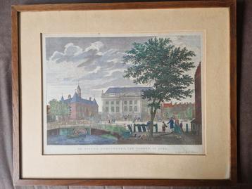Antieke ingekleurde gravure Amsterdam 1786-uitgever Maaskamp beschikbaar voor biedingen