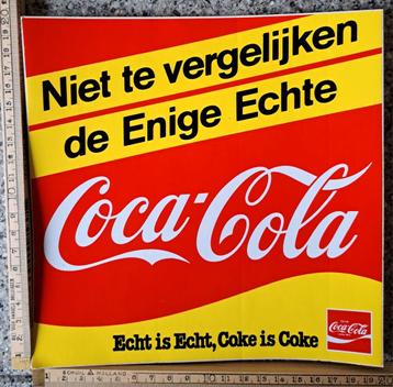 Vintage grote vierkante sticker COCA-COLA de enige echte  beschikbaar voor biedingen