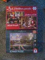 2 Kerstpuzzels en 1 Thomas Kinkade puzzel 1000 stukjes, Ophalen of Verzenden, 500 t/m 1500 stukjes, Zo goed als nieuw, Legpuzzel