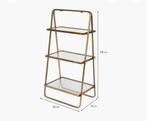bijzettafel/rek metaal/glas antiqe brons, Huis en Inrichting, Tafels | Bijzettafels, Ophalen, Minder dan 55 cm, Gebruikt, Rond