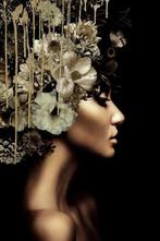 Glasschilderij vrouwen hoofd, met Bloemen, Gehard glas, Huis en Inrichting, Ophalen of Verzenden, Nieuw