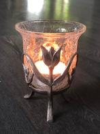 Kandelaar tulp met craquelé glas, Ophalen of Verzenden, Glas