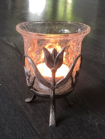 Kandelaar tulp met craquelé glas beschikbaar voor biedingen