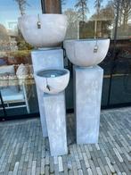 Brynxz bloem potten schalen met zuil beton binnen en buiten, Tuin, Steen, Verzenden, Minder dan 60 cm