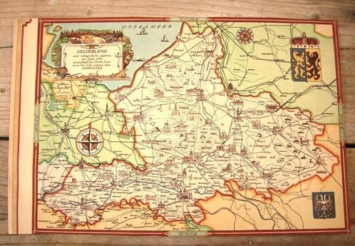 plattegrond Gelderland uit 1947, Antiek en Kunst, Kunst | Litho's en Zeefdrukken, Ophalen of Verzenden