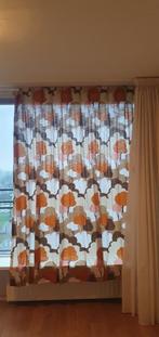 Retro gordijnen, 2 stuks, met boompjes. Vintage, 70's, space, Huis en Inrichting, Stoffering | Gordijnen en Lamellen, 200 cm of meer
