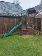 Houten Speelhuisje met Glijbaan, Kinderen en Baby's, Speelgoed | Buiten | Speeltoestellen, Ophalen, Gebruikt, Glijbaan