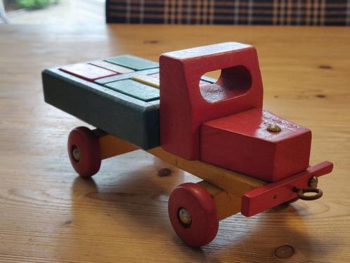 Vintage 70s houten speelgoed vrachtwagen, Antiek en Kunst, Antiek | Speelgoed, Ophalen of Verzenden