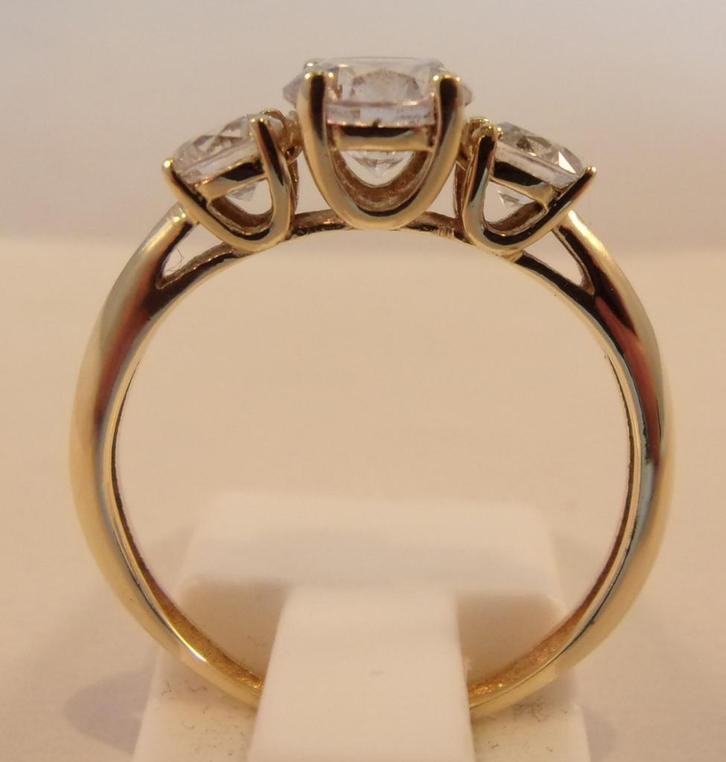 Massief 14 karaat gouden damesring, Sieraden, Tassen en Uiterlijk, Ringen, Zo goed als nieuw, Dame, 17 tot 18, Goud, Goud, Met edelsteen
