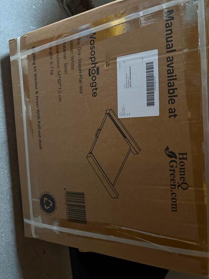 Wasmachine Droger Stapelkit met Uitschuifbaar Plateau, Witgoed en Apparatuur, Onderdelen en Toebehoren, Nieuw, Ophalen