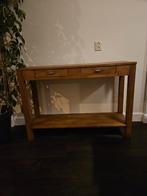 Teakhouten Side Table met 2 Lades, Ophalen, Minder dan 50 cm, Gebruikt, 100 tot 150 cm