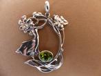 Mooie Zilveren Jugendstil Hanger met Peridot, Verzenden, Zilver, Hanger, Met edelsteen