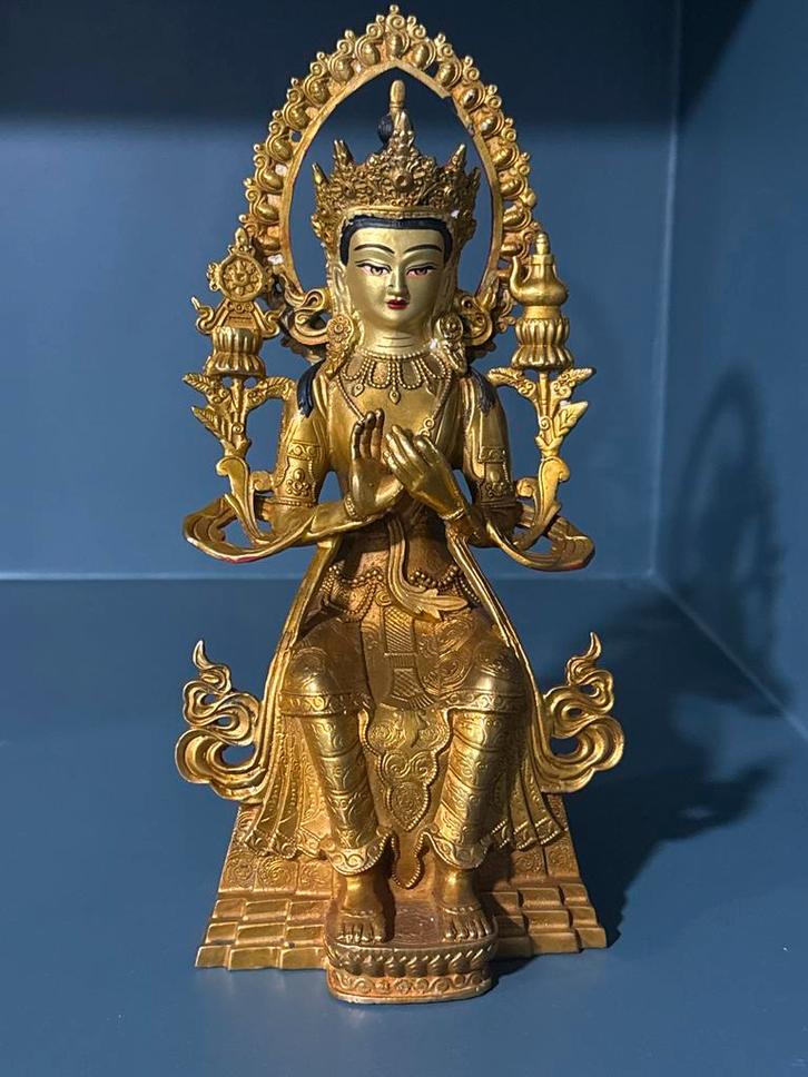 Goudkleurig Boeddhabeeld, Antiek en Kunst, Kunst | Beelden en Houtsnijwerken, Ophalen of Verzenden