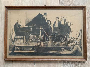 Litho grafiek van Harrie Kuyten-orkest heeft pauze