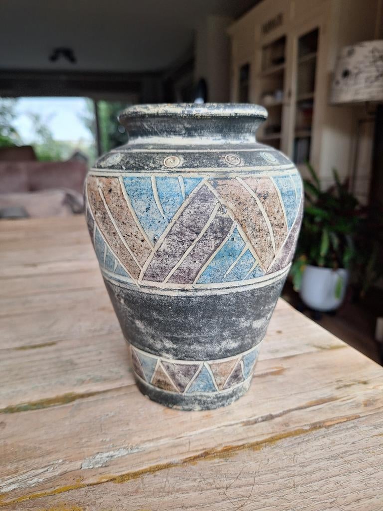 Mexicaanse Talavera Vaas - Handbeschilderd Aardewerk, Antiek en Kunst, Antiek | Vazen, Ophalen of Verzenden