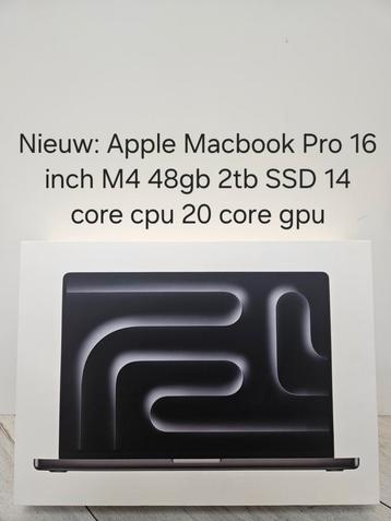 Nieuw: Apple Macbook Pro M4 48gb 2tb SSD 14 core 20 core beschikbaar voor biedingen
