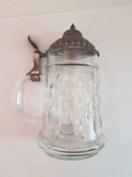 Grote oude bierpul met tinnen deksel, Verzamelen, Ophalen of Verzenden, Zo goed als nieuw, Bierglas