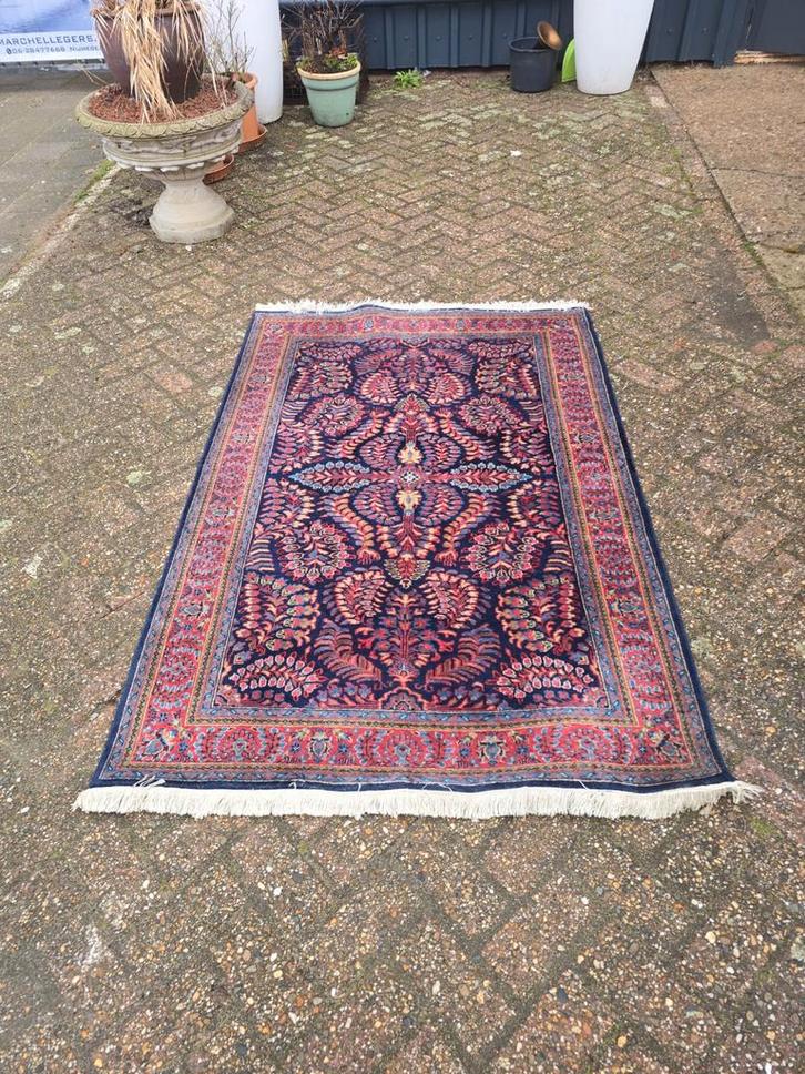 Handgeknoopt Perzisch tapijt, blauw/rood, 123x185cm, Huis en Inrichting, Stoffering | Tapijten en Kleden, Gebruikt, 100 tot 150 cm