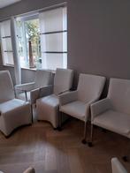 6 wit leren eetkamerstoelen, Huis en Inrichting, Stoelen, Ophalen, Zo goed als nieuw, Wit, Vijf, Zes of meer stoelen