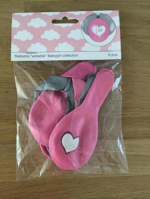 Ballonnen roze/grijs hartje - 6 st | geboorte meisje -reveal, Hobby en Vrije tijd, Feestartikelen, Nieuw, Versiering, Geboorte of Huwelijk
