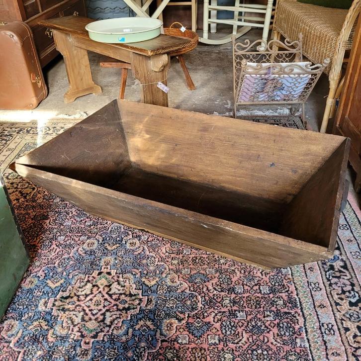 Brocante oude grote houten trog voederbak bak, Antiek en Kunst, Curiosa en Brocante, Ophalen