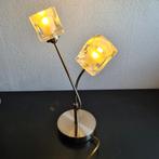 Leuk RVS Tafellampje met 2 Glazen Kapjes, Ophalen, Gebruikt, Glas, Modern