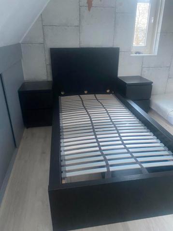 Ikea Malm Bedframe, hoog, met 2 bedlades, zwart, 90x200 cm - afbeelding 1