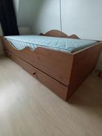 Stevig houten bed, 90 cm, Gebruikt, Landelijk, Eenpersoons