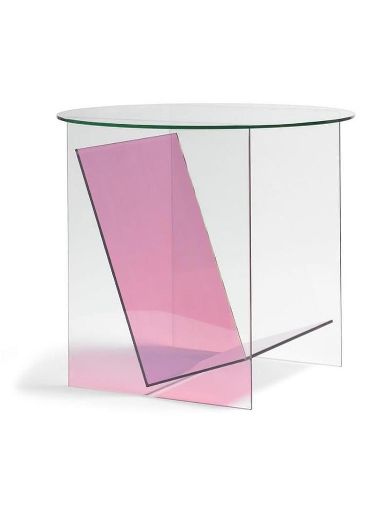 &Klevering Tabloid bijzettafel glas, Huis en Inrichting, Tafels | Bijzettafels, Nieuw, Rond, 45 tot 60 cm, Minder dan 55 cm, Glas