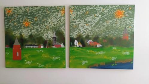 tweeluik graffiti, Antiek en Kunst, Kunst | Schilderijen | Abstract, Ophalen