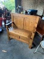Grenen landelijke klepbank / halbank met opbergruimte, Antiek en Kunst, Antiek | Meubels | Stoelen en Banken, Ophalen