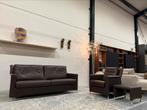 Leolux Paian Bank 3 zits Bruin leer Design Fauteuil Poef, Huis en Inrichting, 150 tot 200 cm, Driepersoons, Ophalen of Verzenden