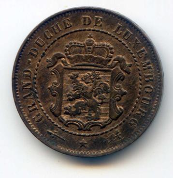 Luxemburg 2,5 Centimes 1854 UNC- Met deels Originele Kleur! beschikbaar voor biedingen