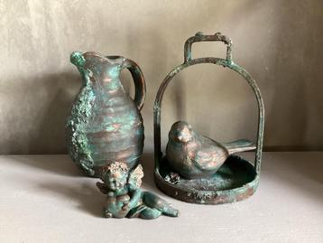 Set deco oud donker patina beschikbaar voor biedingen