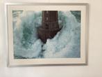 Vuurtoren in Storm - Ingelijste Foto, Oorspronkelijke maker, Ophalen of Verzenden, Zo goed als nieuw, Foto of Poster