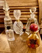 Mooie lot 6 oude parfumflessen: 3 karaffen en 3 merkflesjes, Verzamelen, Ophalen of Verzenden, Gebruikt, Parfumfles