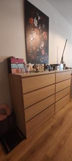 2x malm eiken met glasplaat, Ophalen, Zo goed als nieuw, 25 tot 50 cm, 50 tot 100 cm