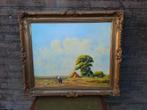Gesigneerd schilderij boer aan het hooien painting kunst, Antiek en Kunst, Ophalen