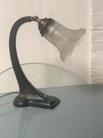 Art nouveau bureaulamp met glazen kap rond 1910, Ophalen of Verzenden, Zo goed als nieuw, Metaal, Minder dan 50 cm