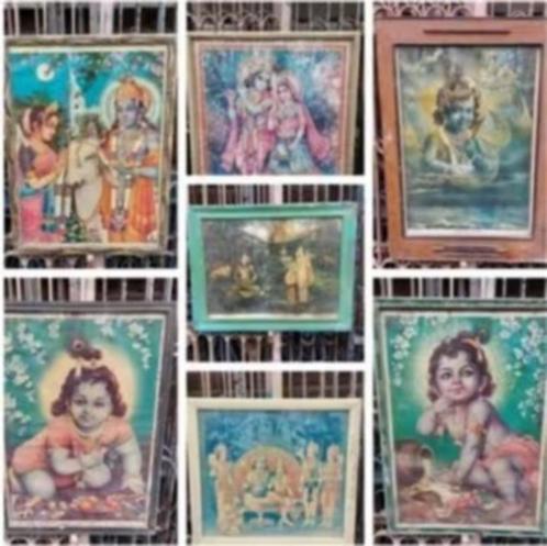 Oude Vintage Houten Lijst met Hindoe Poster India lijst, Huis en Inrichting, Woonaccessoires | Lijsten, Gebruikt, Minder dan 50 cm