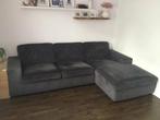 bank met chaise longue - donkergrijs - velours/velvet, Huis en Inrichting, Ophalen, Gebruikt, Overige maten