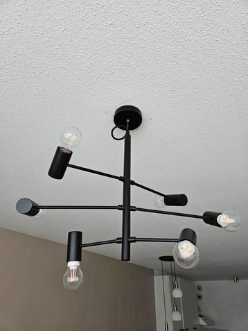 Mat zwart industrieel metaal plafond lamp