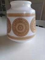 Vintage Design Vaas Melk Glas Nutricia Wit en Beige 1960 !, Gebruikt, Wit, Aardewerk of Porselein, Ophalen of Verzenden