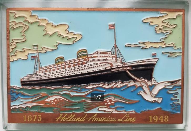 Holland America Line jubileum presse papier., Verzamelen, Scheepvaart, Zo goed als nieuw, Gebruiksvoorwerp, Motorboot, Ophalen of Verzenden