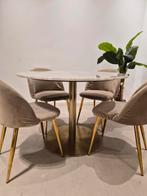 Marmer tafelset inclusief stoelen!!, Ophalen, Zo goed als nieuw, 4 tot 6 stoelen