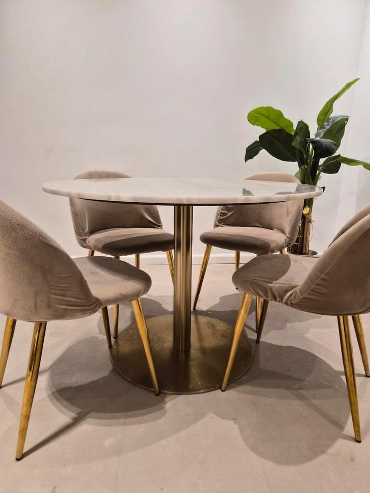 Marmer tafelset inclusief stoelen!!, Huis en Inrichting, Complete eetkamers, Zo goed als nieuw, 4 tot 6 stoelen, Ophalen