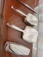 Zilveren (verzilverde) Kaptafel Set - Spiegel, Borstels, Antiek en Kunst, Ophalen of Verzenden