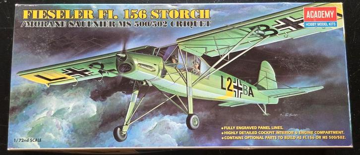 Academy Fi 156 Storch "Morane Saulnier MS 500/502" 1:72, Hobby en Vrije tijd, Modelbouw | Vliegtuigen en Helikopters, Zo goed als nieuw