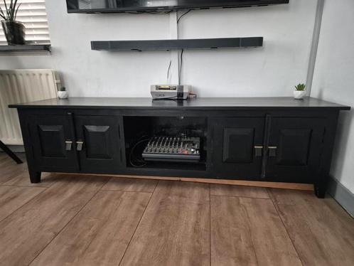 Houten TV-kastje zwart, Huis en Inrichting, Kasten | Televisiemeubels, Gebruikt, Minder dan 100 cm, 100 tot 150 cm, 25 tot 50 cm